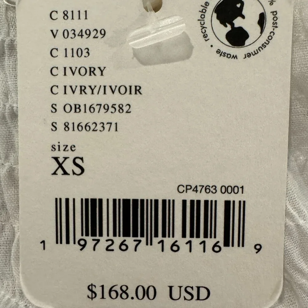 NWT Free People Embroidered Poet Top XS Ivory 100% Cotton Gauze Lace Fairy $168 - Picture 10 of 12